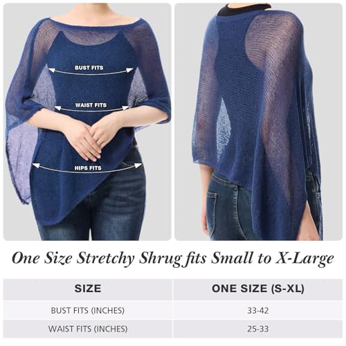 Image of Women Sheer Poncho Shrug Summer Sheer Blouse Top Lightweight Poncho Bolero for Evening Dress