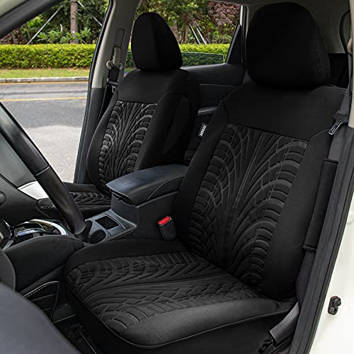 Leader Accessories 17Pcs Embossed Black Auto Car Seat Covers Combo Pack For Cars Suv - Front Seats Set And 50/50 Or 60/40 Rear Split Bench #TOP1
