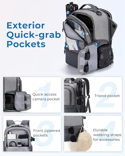 Mochila para cámara DSLR y SLR, color gris miniatura 5