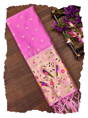 Image of DEVANGI Women's Woven Paithani Banarasi Silk Dupatta /Chunni For Women, Floral Print 1 Meter Wide and 2.3 Meter Length Printed Designer Dupatta /Chunni For Girls