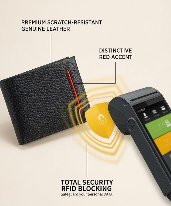 Men's Bifold Leather Wallet | Leather Wallets for Men | RFID Blocking | Ultra-Slim Minimalist Front Pocket Mens Wallet with Advanced Card Protection | Elegant Compact Design - Image 2