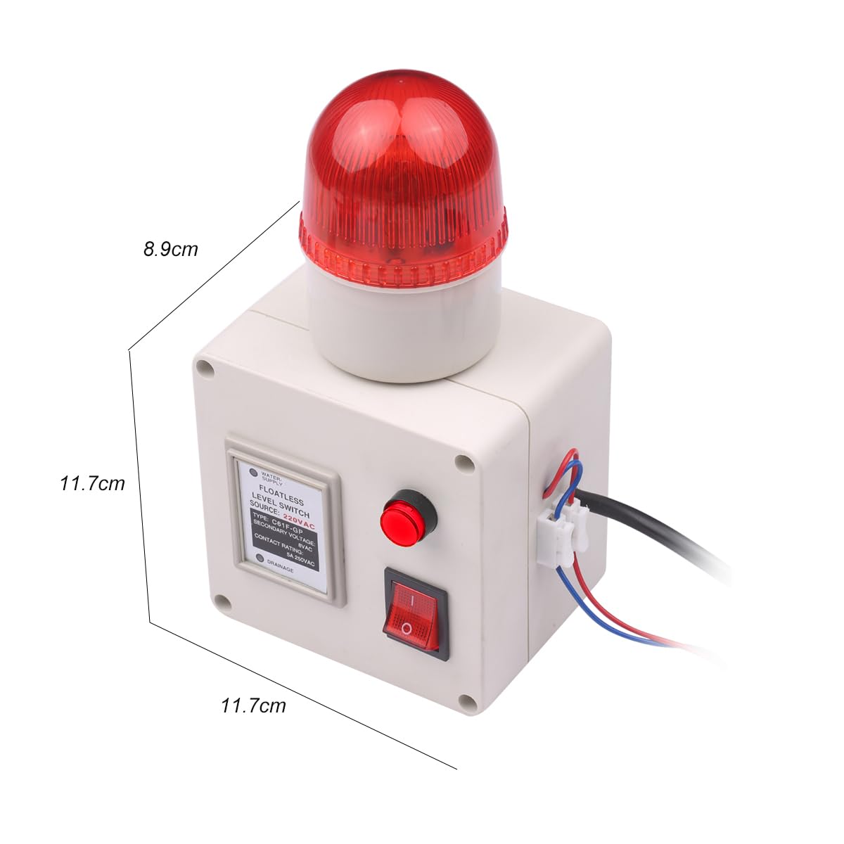 Alarme de Niveau d'eau, Sonde en Acier Inoxydable avec Câble de 15 M pour Détection de Liquide en Temps Réel avec Interrupteur Silencieux (Alarme de Niveau d'eau élevé sans Support)