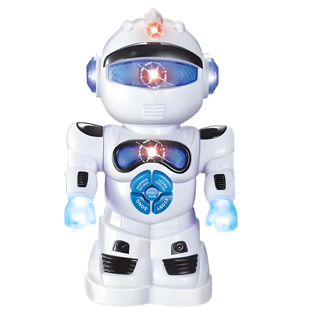KEENBEY Intelligent Learning Robot Toy with Lights & Music 3D Flashing Lights | Naughty Dancing 360 Degree Moving Smart Robot for Kid +3Yrs (Learning Robot)