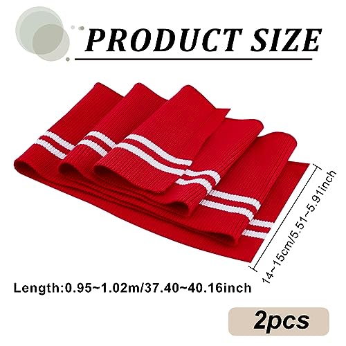 BENECREAT 2Pcs Striped Ribbing Fabric for Cuffs 14x95cm - Image 2