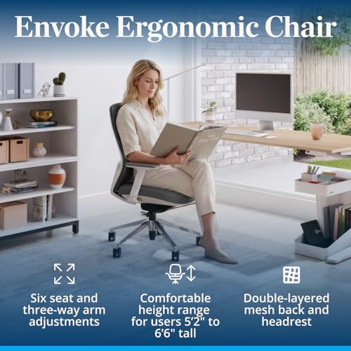 Image of UPLIFT DESK Envoke Ergonomic Office Chair - Adjustable Lumbar Support, Mesh Back, Headrest, Synchro-Tilt Recline Home Office Desk Chairs with 3-Way Arms, 300 lb Capacity (Slate)