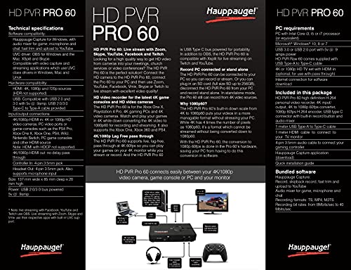 HAUPPAUGE HD PVR Pro 60 HD 4K in/Out 1080P 60fps Capture and Streaming PC Connected and Stand Alone for Zoom Skype YouTube Live and Twitch 1684 by Hauppauge - Image 6