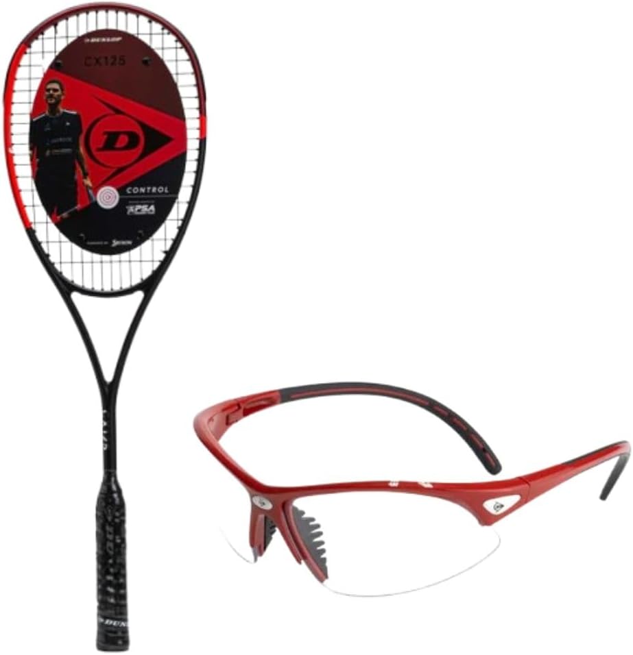 Dunlop Sports CX 125 Squash Racket Bundled with Dunlop Eyewear and Squash Balls