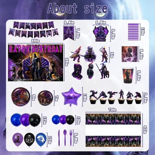 226Pcs Black Party Supplies Movie Theme Party Decorations Include Happy Birthday Banner, Foil Balloons, Latex Balloons, Cake Toppers, Cupcake Toppers, Stickers, Tableware, Backdrops, For Boys Panther Theme Birthday Party #TOP2