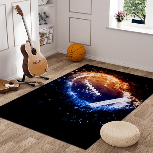Ormis American Football Print Area Rug,Modern Flannel Microfiber Non-Slip Floor Mat Carpet,5'x7