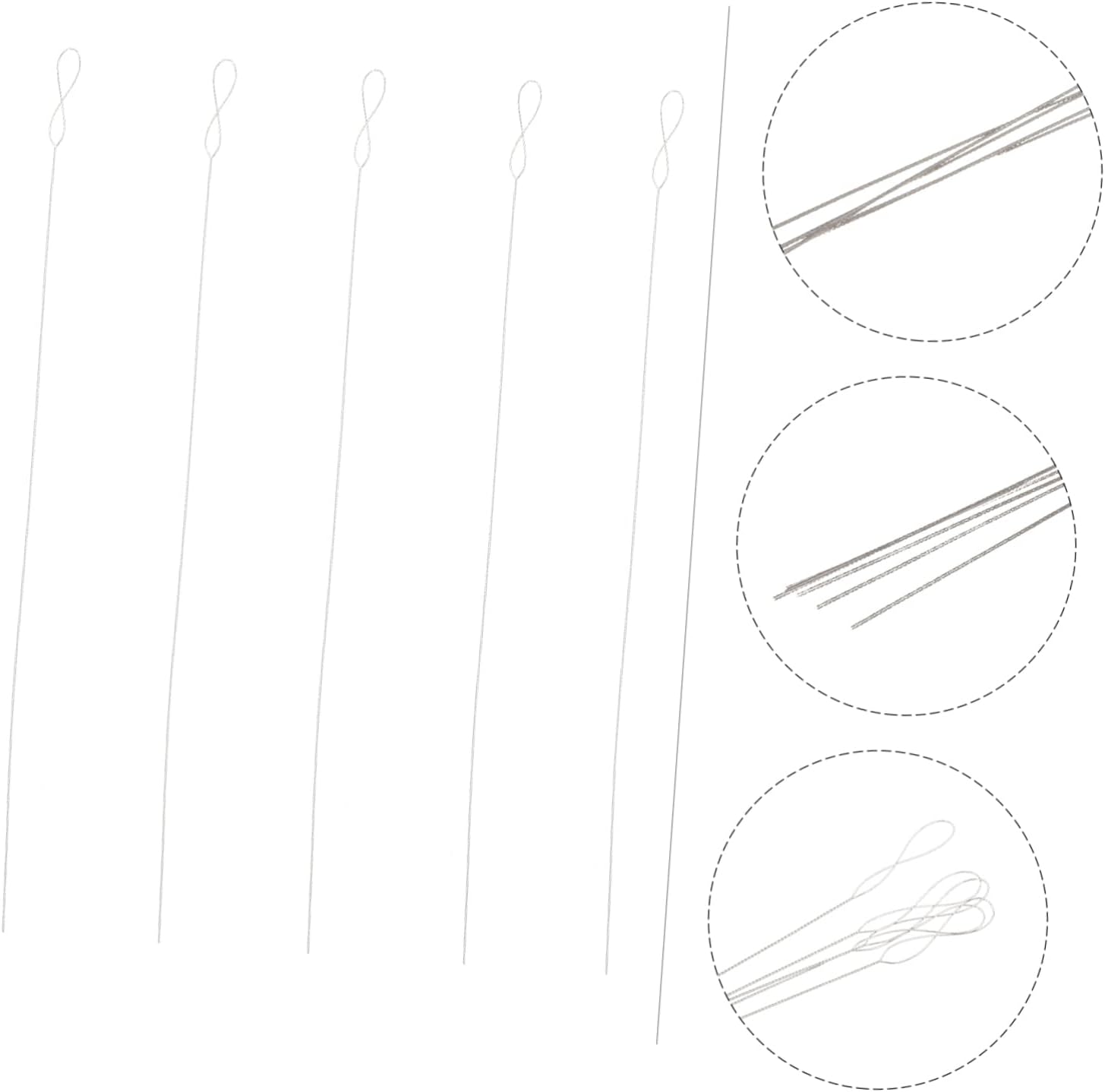 TEHAUX Beading Thread Needles Set 5pcs Ultra-Thin Large Eye Superfine for Beaded Embroidery