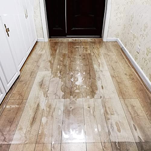 Alfombrilla protectora de vinilo de plástico transparente, apta para familias y mascotas, antideslizante, fácil de limpiar, rectangular, tamaño: 3.1 x 11.5 pies, protección duradera para el suelo