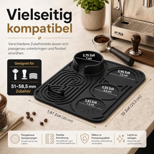 Suxulxn Tapis de tamper en silicone pour Ninja Luxe Cafe ES601EU/ES701EU, 20 x 25,5 cm, 2 en 1, tapis à café Barista, antidérapant, résistant à la chaleur, lavable, pour machine à café expresso – vue 4