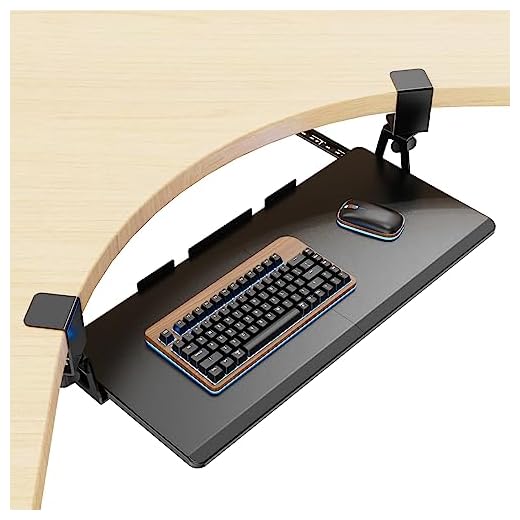 PUTORSEN Porta Tastiera Estraibile, Vassoio Tastiera Estraibile con Morsetto C di Grandi Dimensioni, 670x300mm Supporto Tastiera PC Ergonomico, Nero