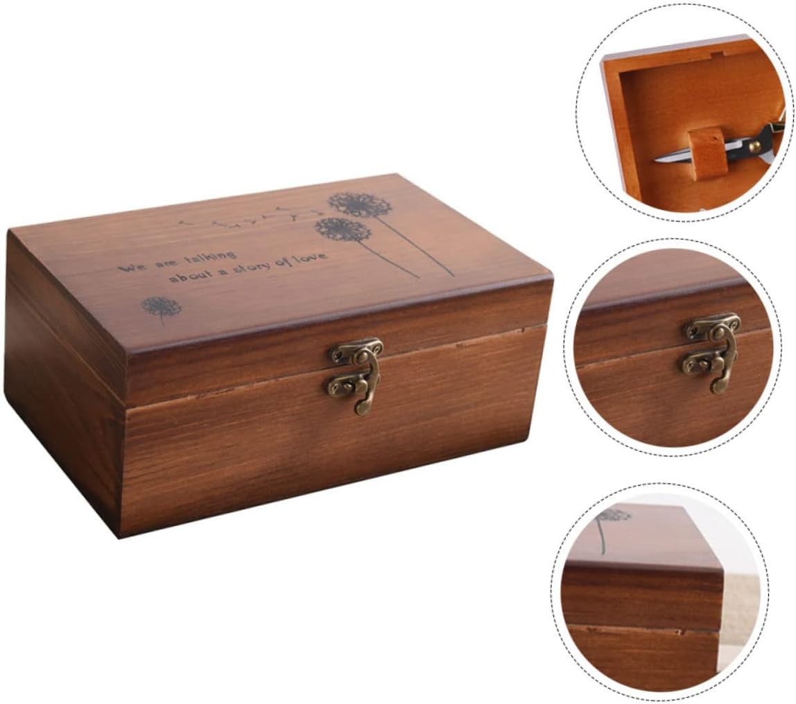 VILLFUL 1pc Wooden Sewing Box Household Storage for Needlework Smooth Polished Finish Creative Design for Organized Craft Supplies for Home and Desktop Use