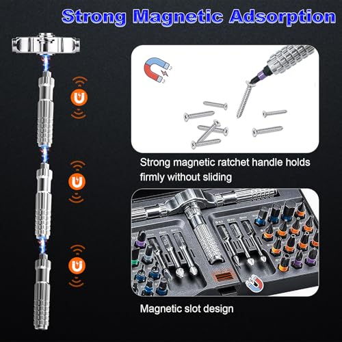 LeCoirrax 40 In 1 Magnetic Screwdriver Set DIY, Ratchet Screwdriver Set with T Handle S2 Steel Bits, Suitable for Furniture Assembly, Precision Electrical Appliance Repair, Bicycle by LeCoirrax - Image 4