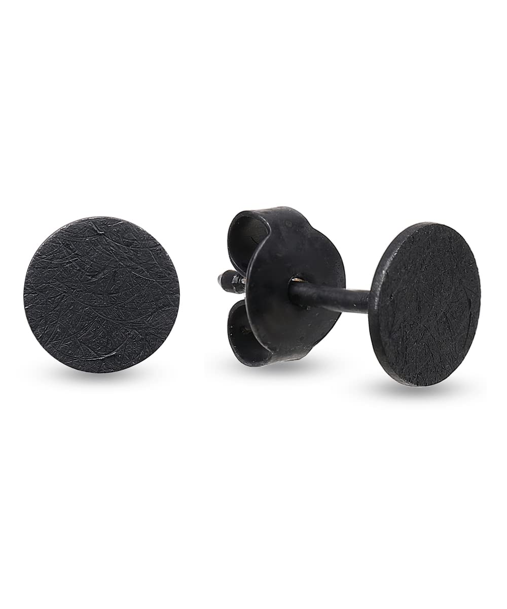 Beate Stohr - Ohrstecker Silber 925, echte Handmade Ohrringe schwarz rund 10mm Eis-Matt, für Damen, Herren, Mädchen