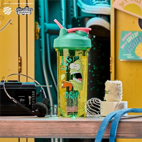 Image of BlenderBottle Spongebob Shaker Bottle Pro Series Perfect for Protein Shakes and Pre Workout, 28-Ounce, Blue /Green, Leg day!