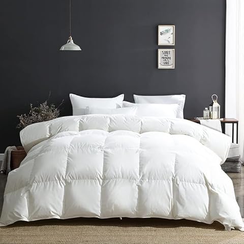 APSMILE Oversized King Luxury 100% Organic Cotton All Season Down Feather Fibers Comforter, High Fill-Power Medium Warmth Duvet Insert (120x98, Ivory White)