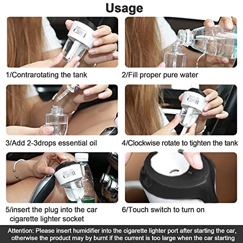 Mightyduty Car Oil Diffuser With Dual Usb Charger Adapter, Mini Car Diffuser Humidifier For Essential Oils, Car Air Humidifier For Automobile Gift Black #TOP4