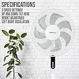 Belaco Pedestal fan 16" Oscillating Free Stand Fan Floor fan, 8 Hours Timer, Remote Control 45W adjustable height BSF-16N - Image 5