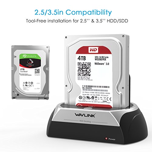 WAVLINK USB to SATA I/II/III External Hard Drive Docking Station for 2.5/3.5-inch HDD/SSD, Support 8TB, Tool-Free Installation