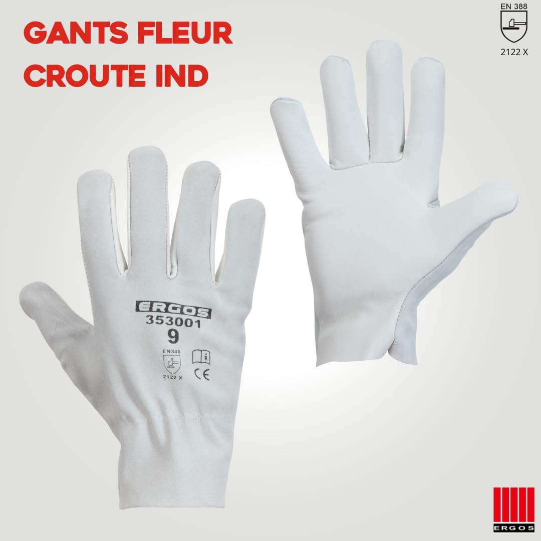Gants Anti Coupure Ergos Gants De Travail De Sécurité| 12 Paires | Protège Contre Les Risques Mécaniques & Chaleur De Contact | Grip Supérieur R'Go Grip | Taille 6-11 Gant Anti Coupure
