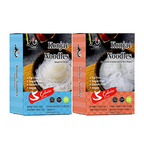 Yuho Shirataki Konjac Angel Hair Pasta And Rice Variety, Vegan, Low Calorie Food, Gluten Free, Fat Free, Keto Friendly, Low Carbs, Holiday Gifts, Healthy Diet 107.22 Oz #TOP18