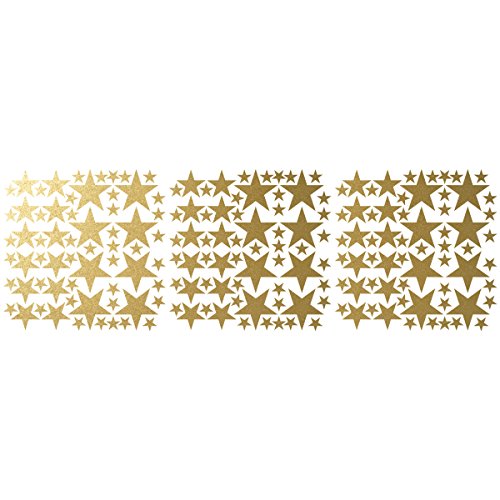 Mozamy Creative Star Wall Decals (189 Count) Gold Star Decals Nursery Decals Removable Peel And Stick Wall Decals, Vintage Gold #TOP6
