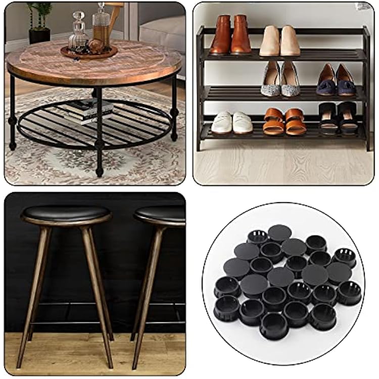 25Pcs 1 1/2 Inch(38mm) Black Hole Plug Plastic Hole Cover, Round End Cap Plug Flush Type Tube Insert Plug, Pipe Post Plug Panel Plug for Chair Furniture Glide Protectors