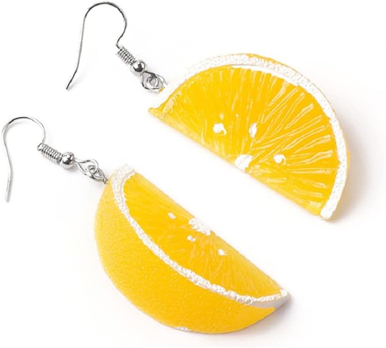 Lemon Earrings for Women, Cute Fruit Oranges Earrings for Womens, Orange Slice Dangle Earrings Hypoallergenic, 3D Lemon Slice Drop Earrings, Tangerine Earrings Studs, Sterling Silver, No Gemstone - Image 6