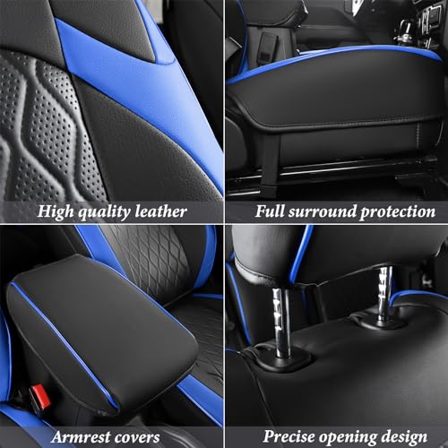 Image of Coverado Seat Covers 4 Door for Jeep Wrangler, 2PCS Leather Car Seat Cover for Jeep Wrangler Vehicle Accessories Custom Fit for 2018-2026 Jeep Wrangler Seat Covers 2-Door /4-Door(Blue)