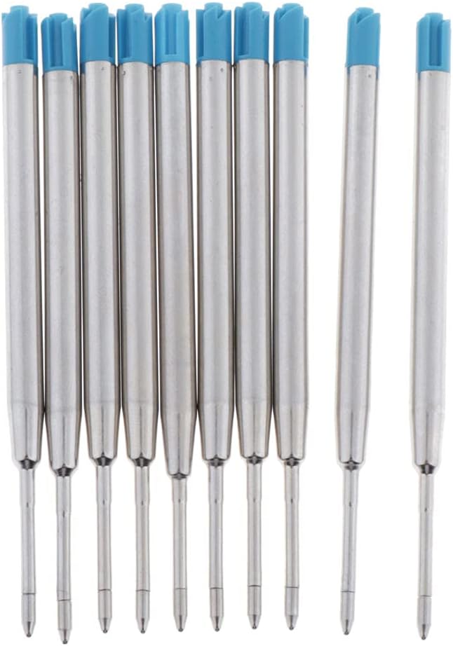 Pewete 10ピースの金属のボールペンの詰め替えインクボールポイントペンの取り替えブルー