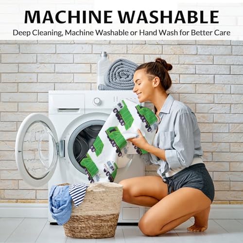 Mercuryelf Garbage Truck Blanket Gift - 30x40 Inches Modern Throw Blankets for Kids - White Soft, Fuzzy & Warm Throws for Lap, Crib