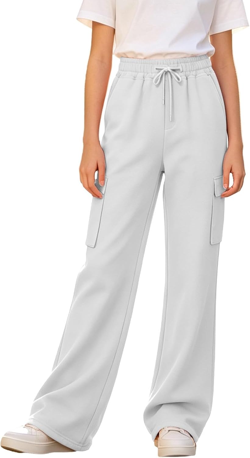 Girls Cargo Pants Teen Girls Y2K Fashion Streetwear High Waist Drawstring Sweatpants Casual Wide Leg Baggy Trousers