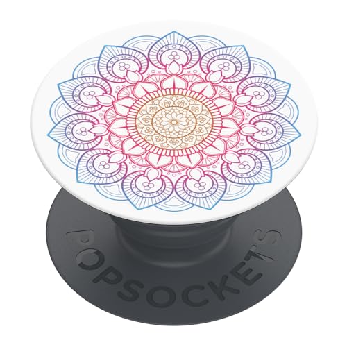 PopSockets | PopGrip | Ausziehbarer Halterung und Griff für Smartphones und Tablets | Fingerhalter Basic Rainbow Mandala