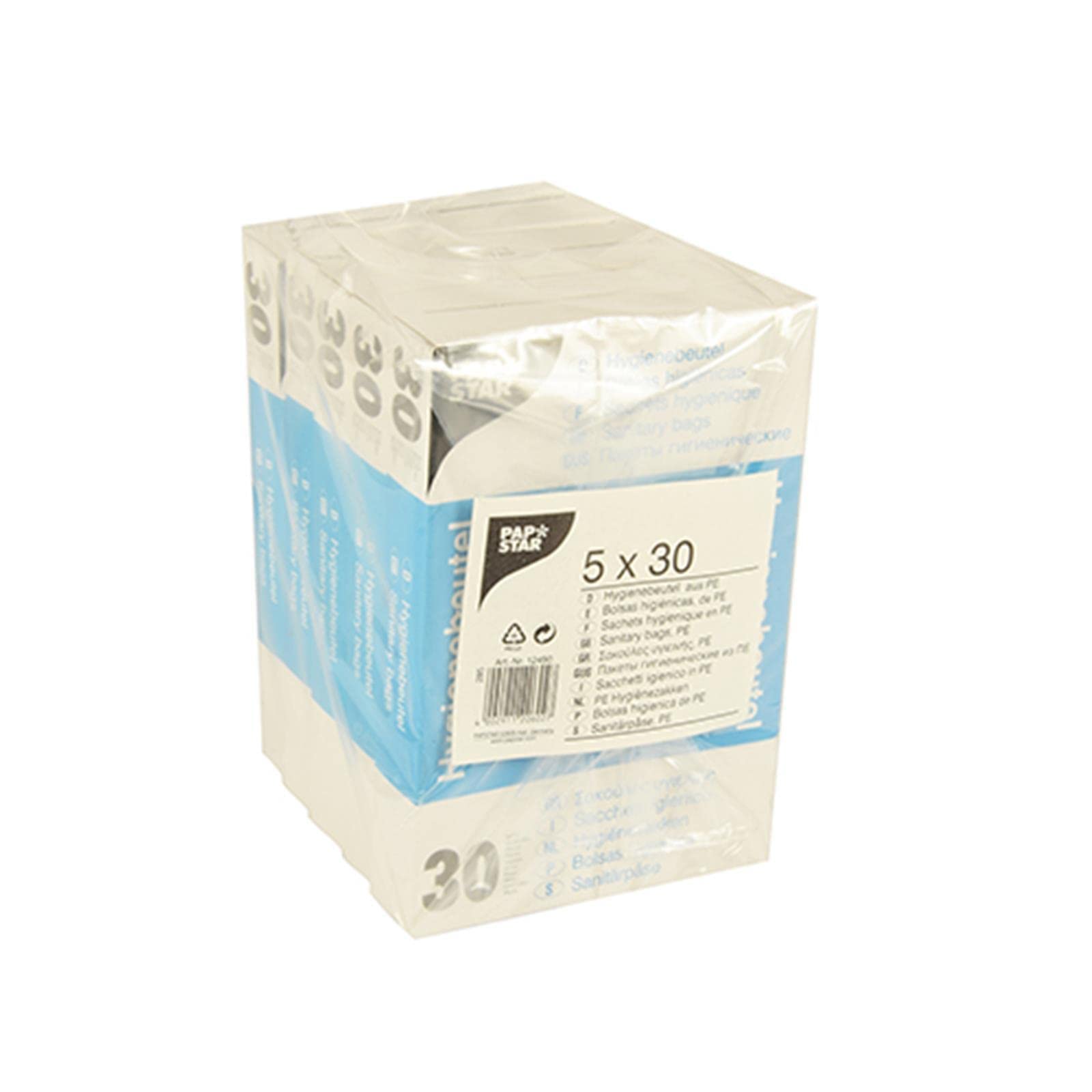 Hygiene Artikel Sachets hygiéniques 28,5 cm x 8 cm x 7 cm - Blanc dans Un Distributeur - 5 x 30 pièces