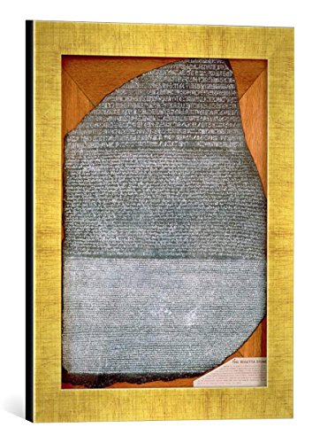 Kunst für Alle ' – Fotografía enmarcada de Ptolemaic Period Egipcio The Rosetta Stone, from Fort St. Julien, el de Rashid 196 BC, de impresión handgefertigten imágenes de Marco, 30 x 40 cm, Oro Raya