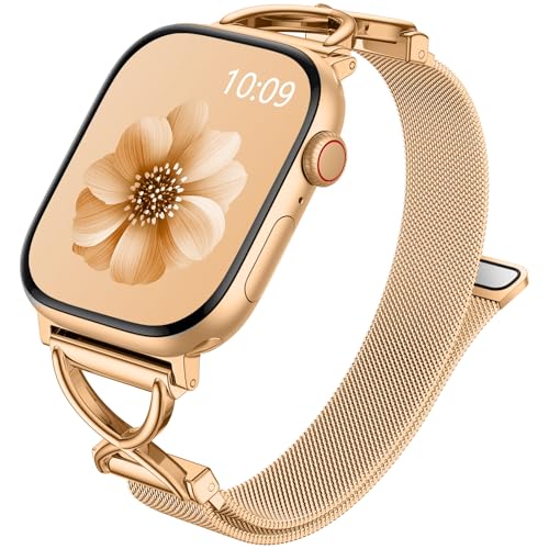 Bracelet Apple Watch élégant en maille métallique fine et aimantée