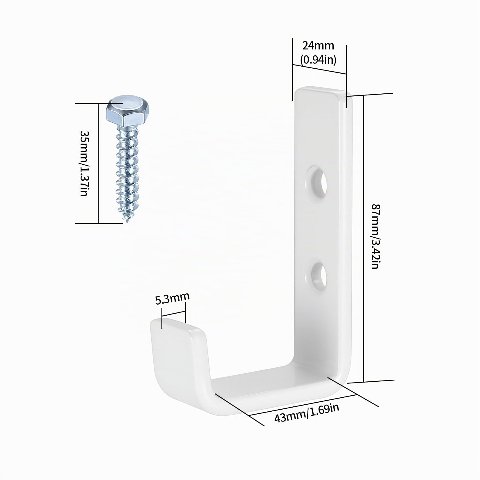 2 Pcs Ganchos para Colgar Bicicletas, Gancho Pared de Garaje, Gancho Bicicleta Pared, Soporte Ganchos en J Ganchos Pared de Garaje Garage para Colgadores Herramientas Eléctricas, Blanco