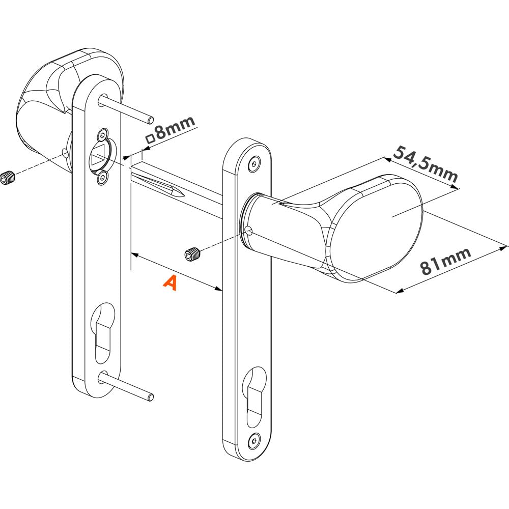 Locinox 3006PAD-ALUM Handle Pair for Forty, Fifty, Sixtylock and