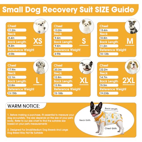 Image of BRKURLEG Small Dog Recovery Suit After Surgery Female Male, Back Zipper Spay Recovery Suit for Dogs & Cats, Anti-Licking Puppy Surgical Onesie for Abdominal Wound, Cone Alternative, Yellow L