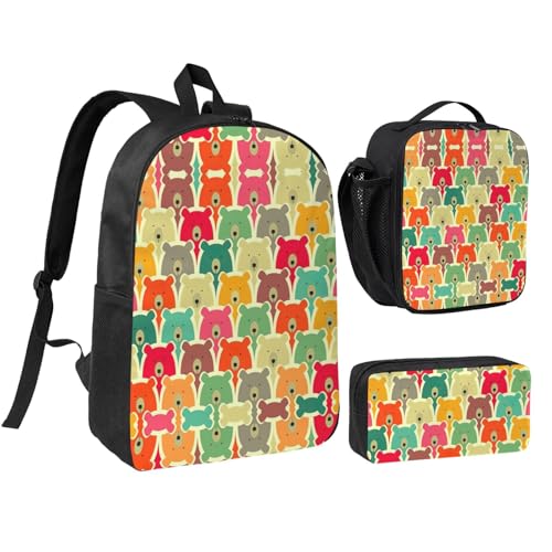 Mochila escolar de osos para el colegio y excursiones con almuerzo y estuche EdWal