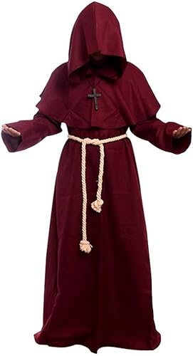 Miniatura 5 de Disfraz medieval con capucha de fraile para sacerdote renacentista disfraz de cosplay