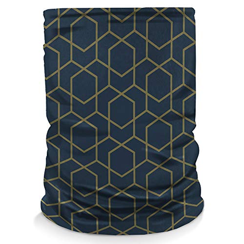 Controller Gear Neck Gaiter Face Mask Scarf - Geometric (Navy) - Sun, Dust, Sport Bandanas for Fishing Hiking Cycling Motorcycling Running - Not Machine Specific (APCGXXNGP-0NGEM)