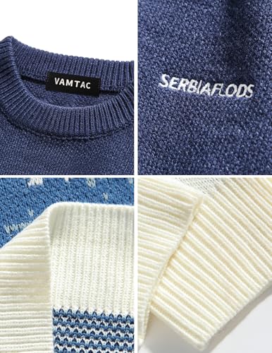 Image of Vamtac Mens Oversized Sweater Vintage Graphic Pullover Crewneck Knit Jumper Y2K Unisex Streetwear 2026 Fall Tops