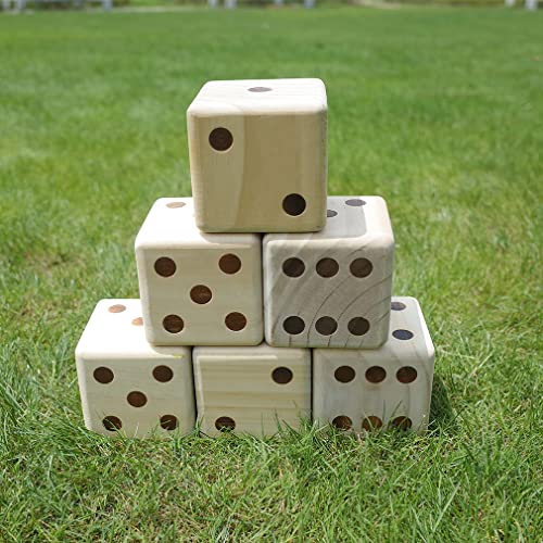 Topemp Giant Wooden Yard Dice Games Set Of 6Pcs Fun Indoor/Outdoor Family Playing Yard Game For Adult And Kids With Scoreboard And Carrying Canvas Bag #TOP4