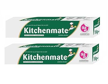 Kitchen Mate Aluminium Foil for Kitchen 18 microns 1Kg | Food Packing, Cooking, Baking | Keeps Food Warm, Fresh & Hygienic