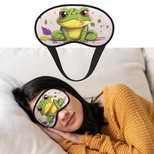 睡眠用アイマスク 通気性 遮光 睡眠マスク 葉とカエル ナイト目隠し ソフト 快適 ナイトアイ スリープシェード カバー 男女兼用 ホームナップ用アイカバー