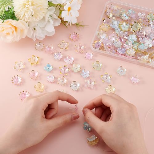 Capuchons de perles en acrylique fleur de cerisier pour création bijoux printemps - 5