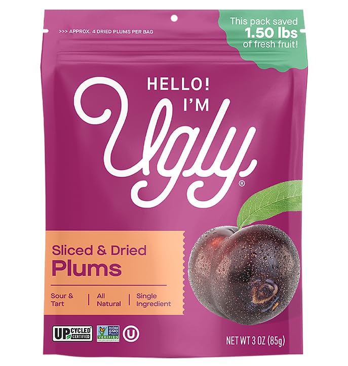 Hello Im Ugly Dried Sliced Plums 3 oz (Pack of 12)